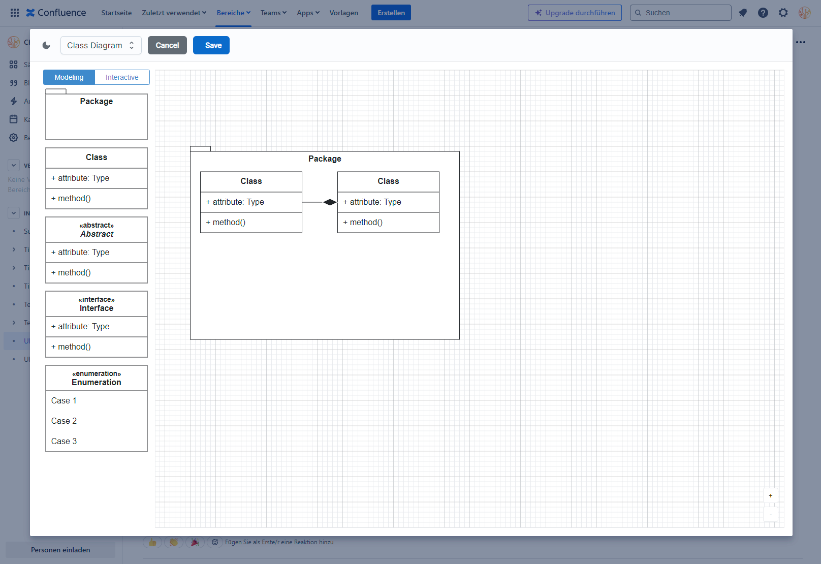 Easy UML Editor canvas and element palette