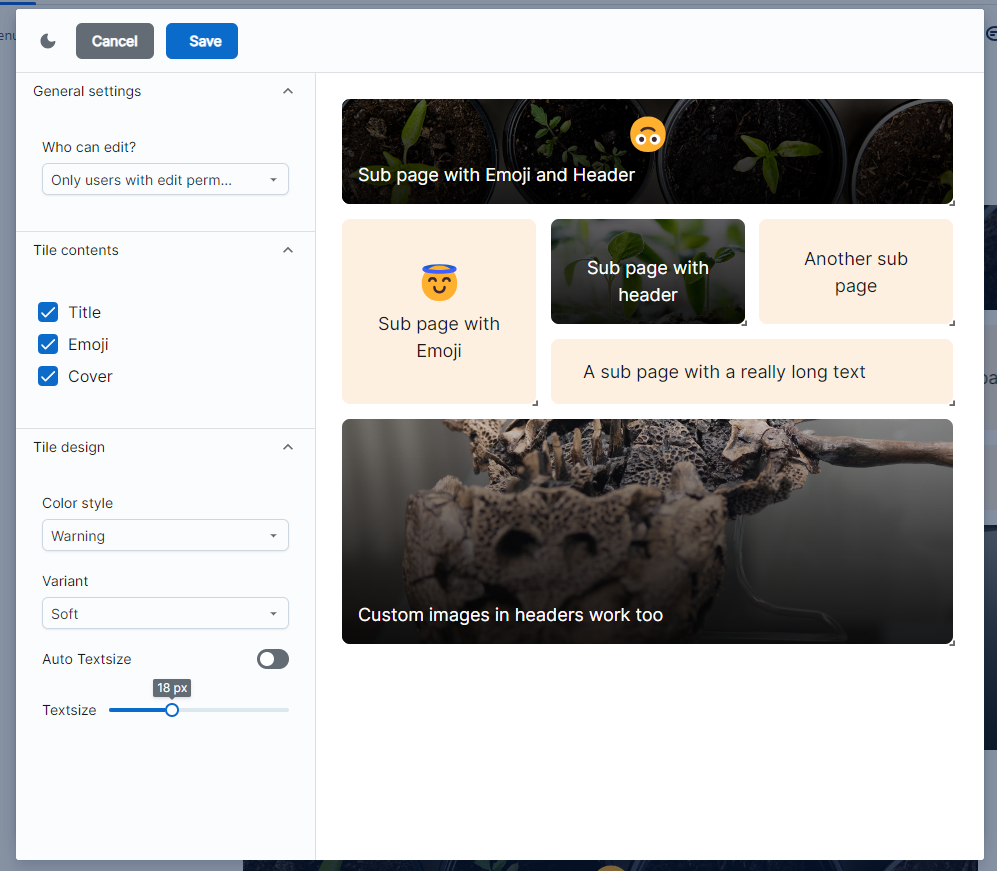 TileMenu editor